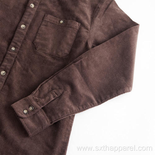 Men's Coffee Color Corduroy Shirt Jacket